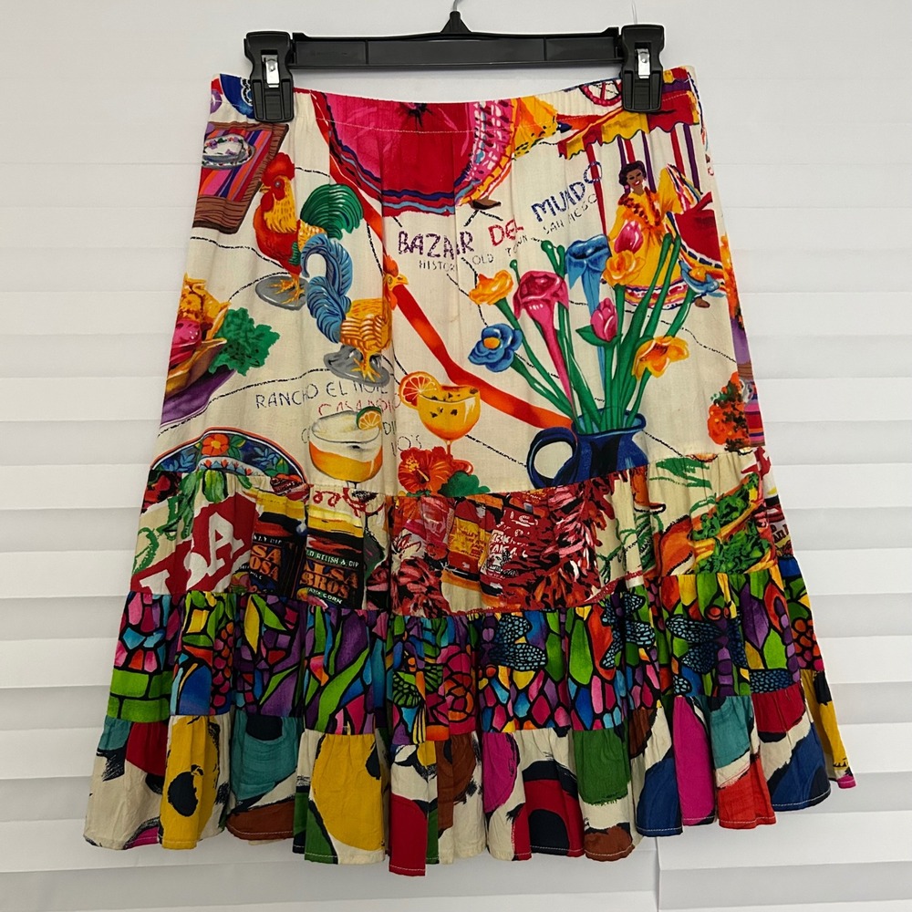 Jams World La Cocina Bazaar Del Mundo Tiered Short Skirt Womens M Hawaii
